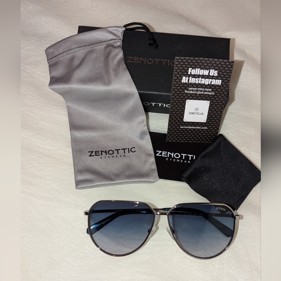 Guess GU00089 Sunglasses Gradient New W/ Storage Box Blue Gunmetal - Picture 1 of 9